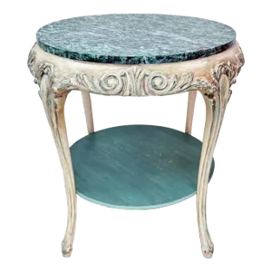 Mid 20th Century Vintage Italian Mid-Century Modern Tuscan Carved & Faux Marble Painted Center Table