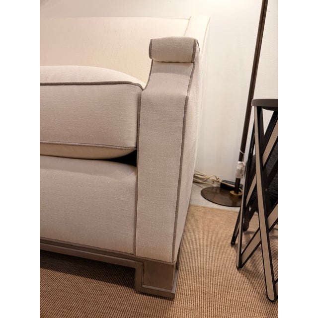 Early 21st Century Wesley Hall Ivory Sofa With Wood Base For Sale - Image 5 of 7