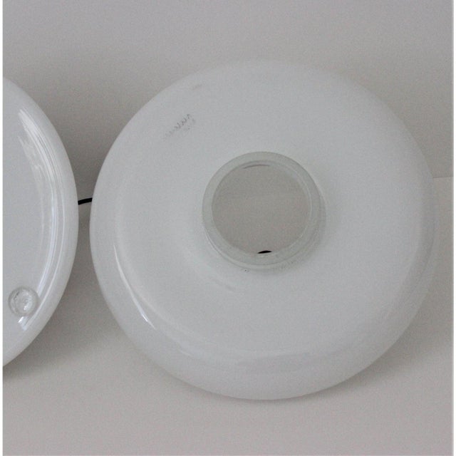 Mid-Century Modern Venini Table Lamp White, Clear, Red Cap For Sale - Image 9 of 13