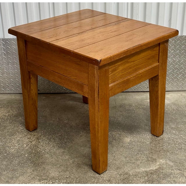 Wood Broyhill Attic Heirloom Rustic Oak Farmhouse End Tables - A Pair For Sale - Image 7 of 12