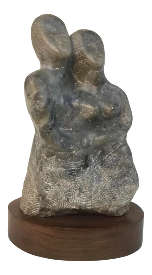 Midcentury Carved Stone Sculpture of Two Embracing Figures