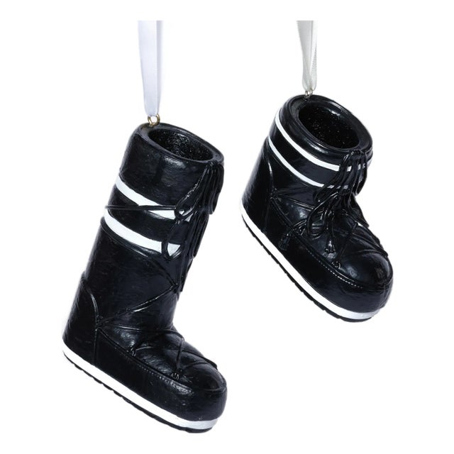 Après Ski Boot Holiday Ornaments in Black, Assorted Set of 6 Pieces For Sale