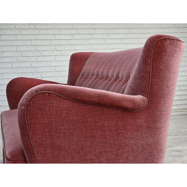 Danish 2-Seater Sofa in Pink Velour and Oak, 1970s For Sale - Image 13 of 18