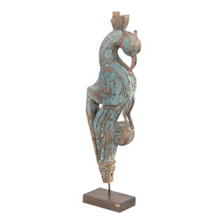 Antique Indian Carved Teakwood Corbel on a Stand For Sale