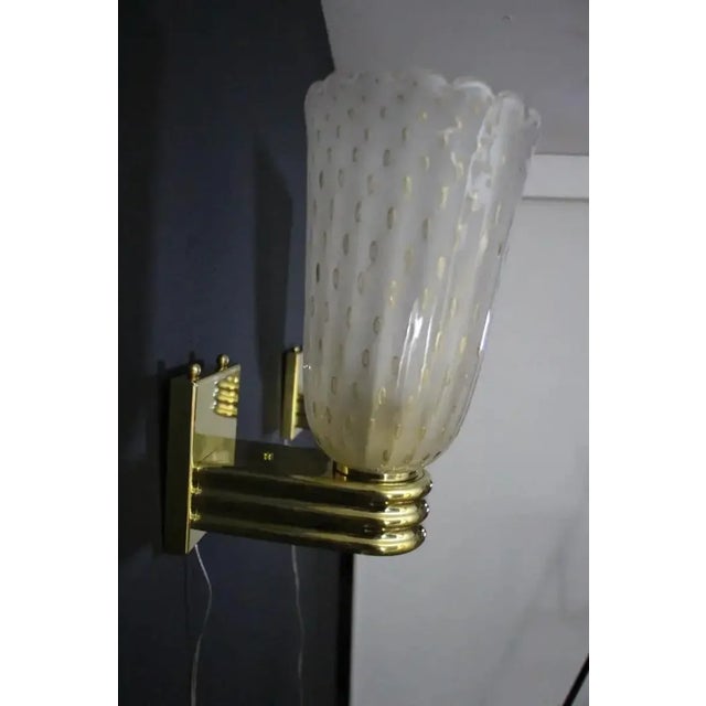 Murano Pulegoso Golden Flakes Glass Sconces in the style of Barovier, 1990s, Set of 2 For Sale - Image 12 of 13
