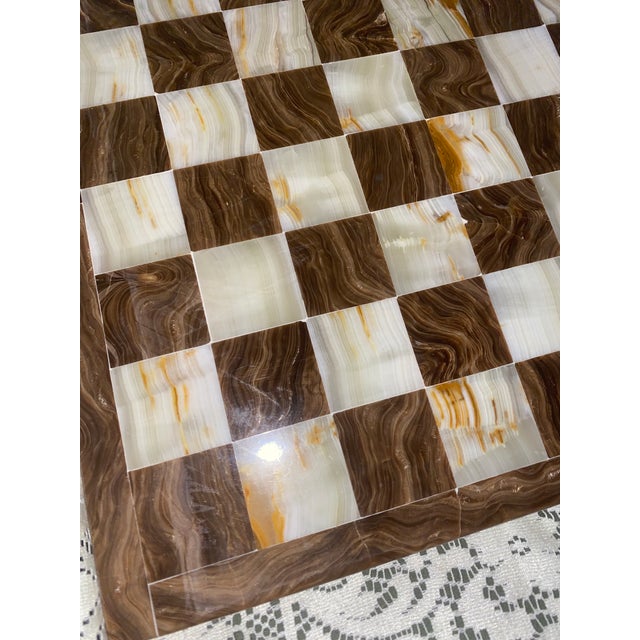 Chess Board. Late 20th Century Beige and Brown Marble Chess Board For Sale - Image 4 of 5