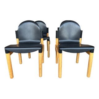 Set of 4 Restored Thonet Flex Dining Chairs by Gerd Lange – Mid-Century Modern Birch & Black Plastic For Sale