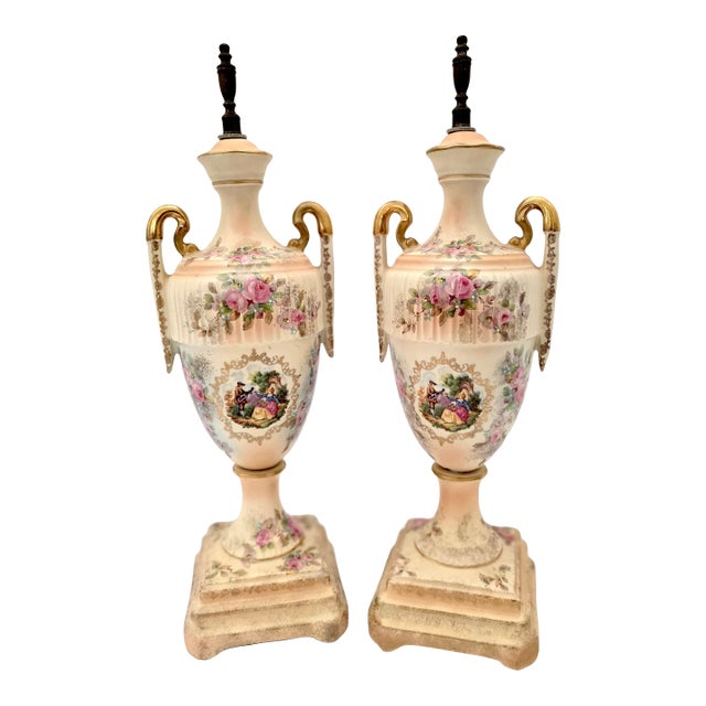 Pair of Antique French Sevres-Style Porcelain Vases For Sale