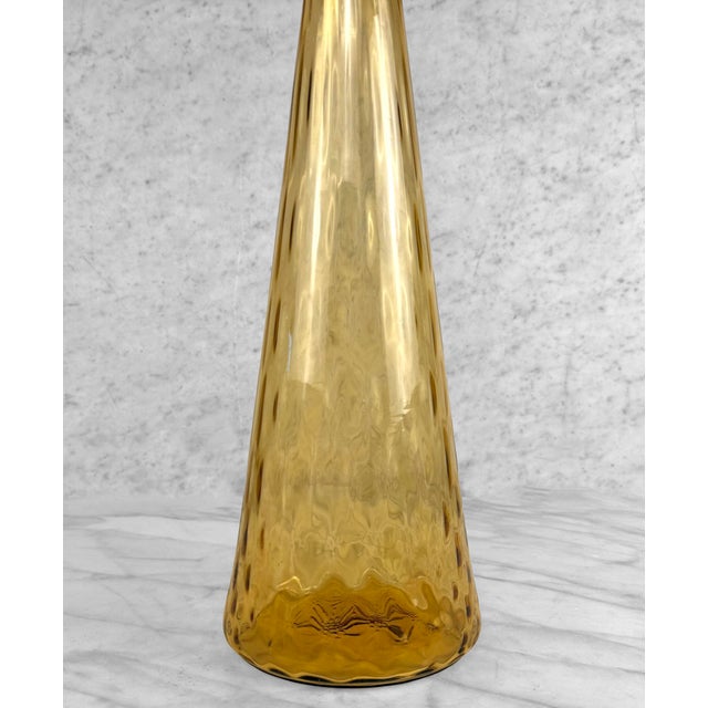 Glass Mid-Century 24" Italian Empoli Amber Optic Art Glass Genie Bottle For Sale - Image 7 of 8