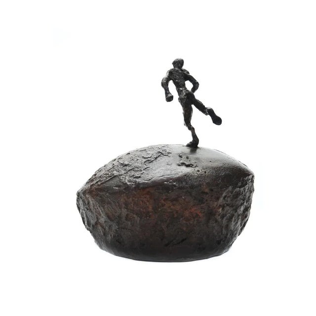 Late 20th Century Athlete Running Across the World Bronze Sculpture For Sale - Image 5 of 9