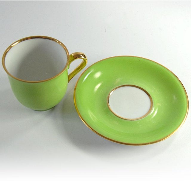Green & Gold Coffee Cup & Saucer, 1950s, Set of 2 For Sale - Image 4 of 8