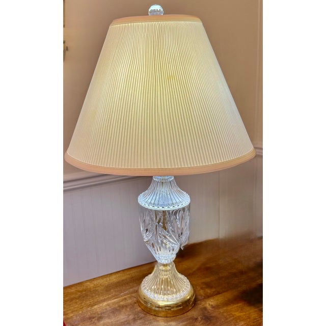 Mid 20th Century Crystal and Gold Toned Vintage Table Lamp For Sale - Image 4 of 12
