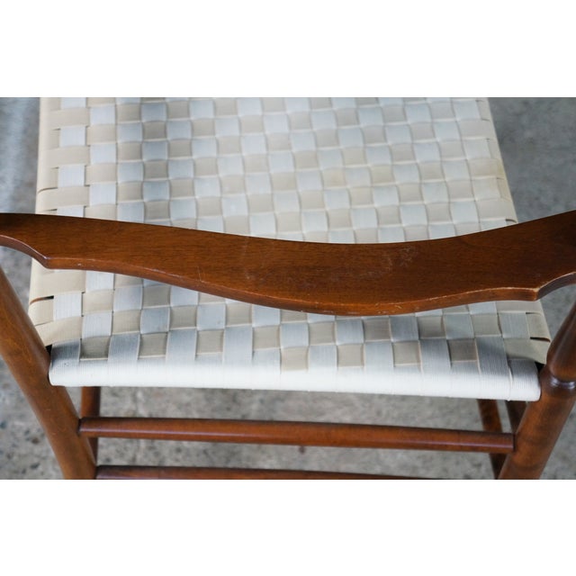 Antique Shaker Style Maple Ladderback Elder's High Back Arm Chair Woven Seat For Sale - Image 16 of 18