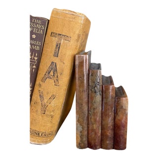 Vintage Polished Likely Onyx Marble Bookend in Graduated Stacked Form.. For Sale