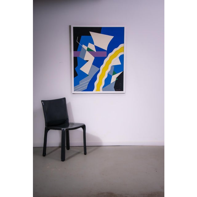 Jozef Mees, Abstract Composition, 1983, Oil Painting on Cardboard For Sale - Image 6 of 12