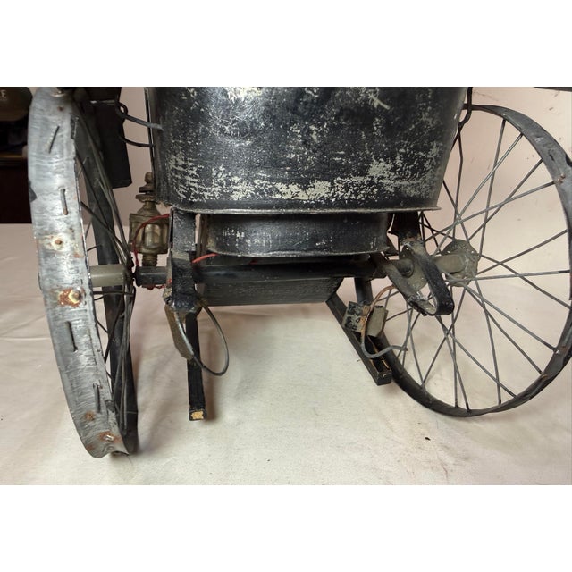 Antique 19th Century Handmade Mixed Media Tole Running Rickshaw Mini Sculpture For Sale - Image 15 of 18