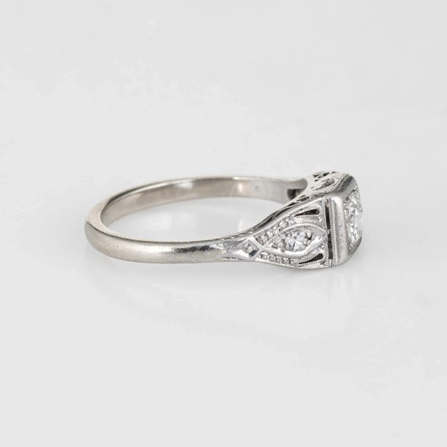 Art Deco 1920s Antique Deco Diamond Platinum 14k Gold Engagement Ring For Sale - Image 3 of 6