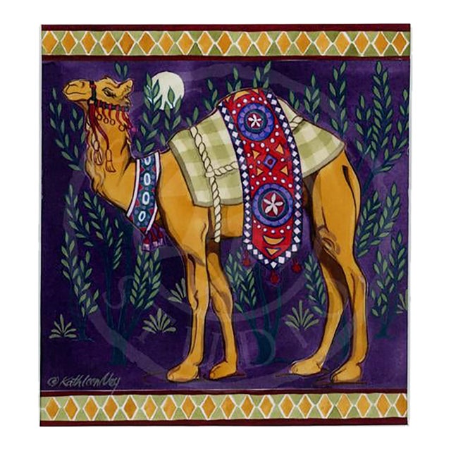 Matted Original Global Camel L Painting, by Kathleen Ney For Sale