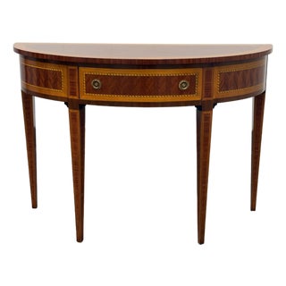 Decorative Crafts Neoclassical Demilune Console Table For Sale