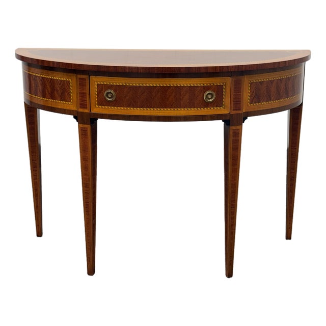 Decorative Crafts Neoclassical Demilune Console Table For Sale