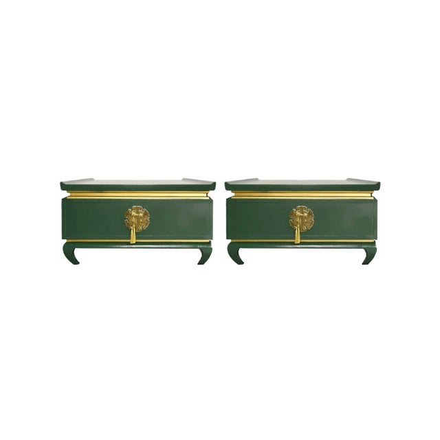 Vintage Chin Hua Ming Tables in Green and Gold - Newly Painted For Sale - Image 12 of 12