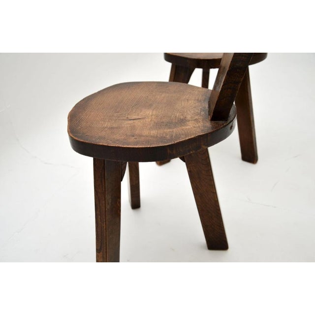 Brown Set of Vintage Brutalist Side Chairs in Elm, 1950 For Sale - Image 8 of 10