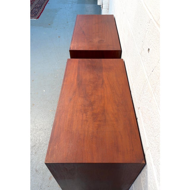 Mid 20th Century Modern Burled Walnut Cabinets on Hairpin Legs, A Pair For Sale - Image 13 of 14