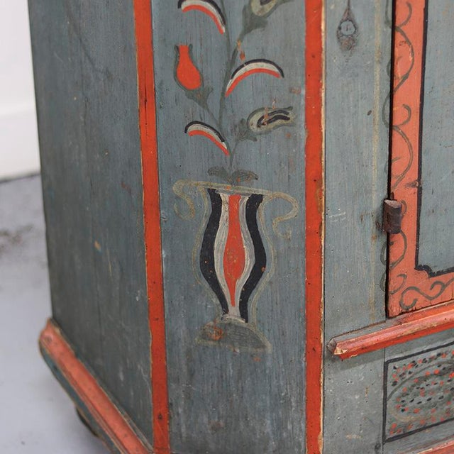 Rustic Farmhouse Folk Art Painted Bridal Cabinet, 1806 For Sale - Image 13 of 15