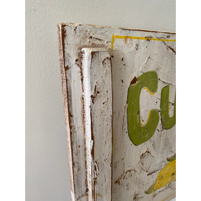 Vintage Shabby Chic Farmhouse Hand Painted Wood Cucina Kitchen Sign For Sale - Image 4 of 8
