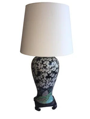 Chinese Famille Noir Vase Lamp