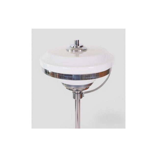 Modern Vintage Space Age Floor Lamp in Chrome Metal and Opaline Glass, 1970s For Sale - Image 3 of 7