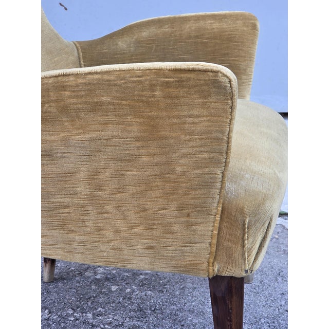 Vintage Italian Chair with Wooden Feet and Velvet Fabric, 1950s For Sale - Image 6 of 10