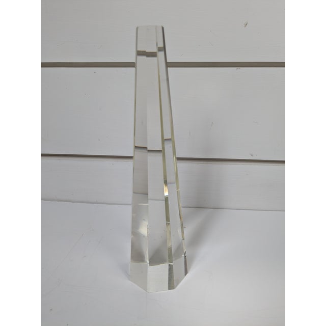 Large Mid 20th Century Crystal Glass Obelisk For Sale - Image 9 of 12