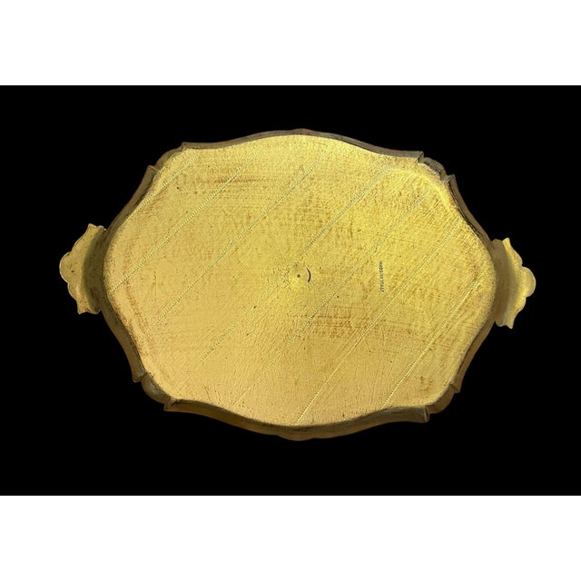 1970s Mid Century Italian Florentine Gilded Drinks Tray. Gold and Whitewashing For Sale - Image 5 of 6