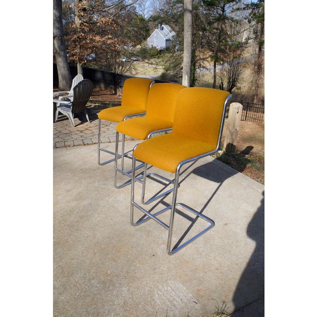 Mid-Century Modern Vintage Thonet Barstools - Chrome Cantilever Chairs For Sale - Image 3 of 14