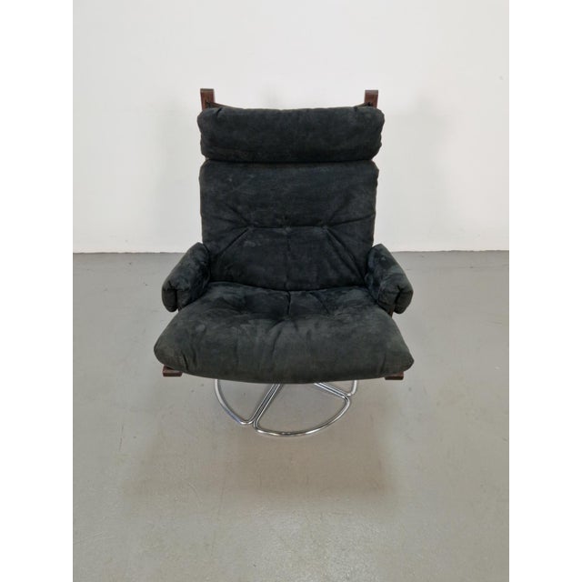 Vintage Black Alcantara Lounge Chair by Bruno Mathsson for Dux, 1960s For Sale - Image 6 of 11