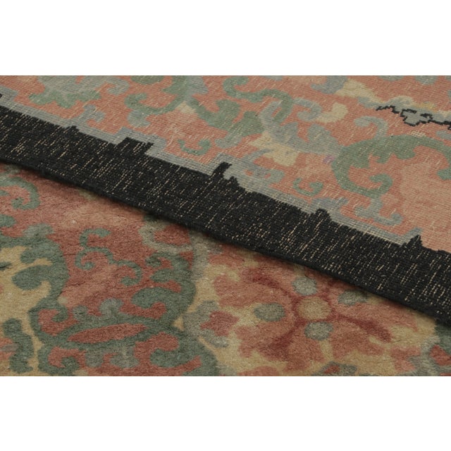 Antique Chinese Hooked Rug With Floral Medallion & Vine Design - Rug & Kilim For Sale In New York - Image 6 of 9