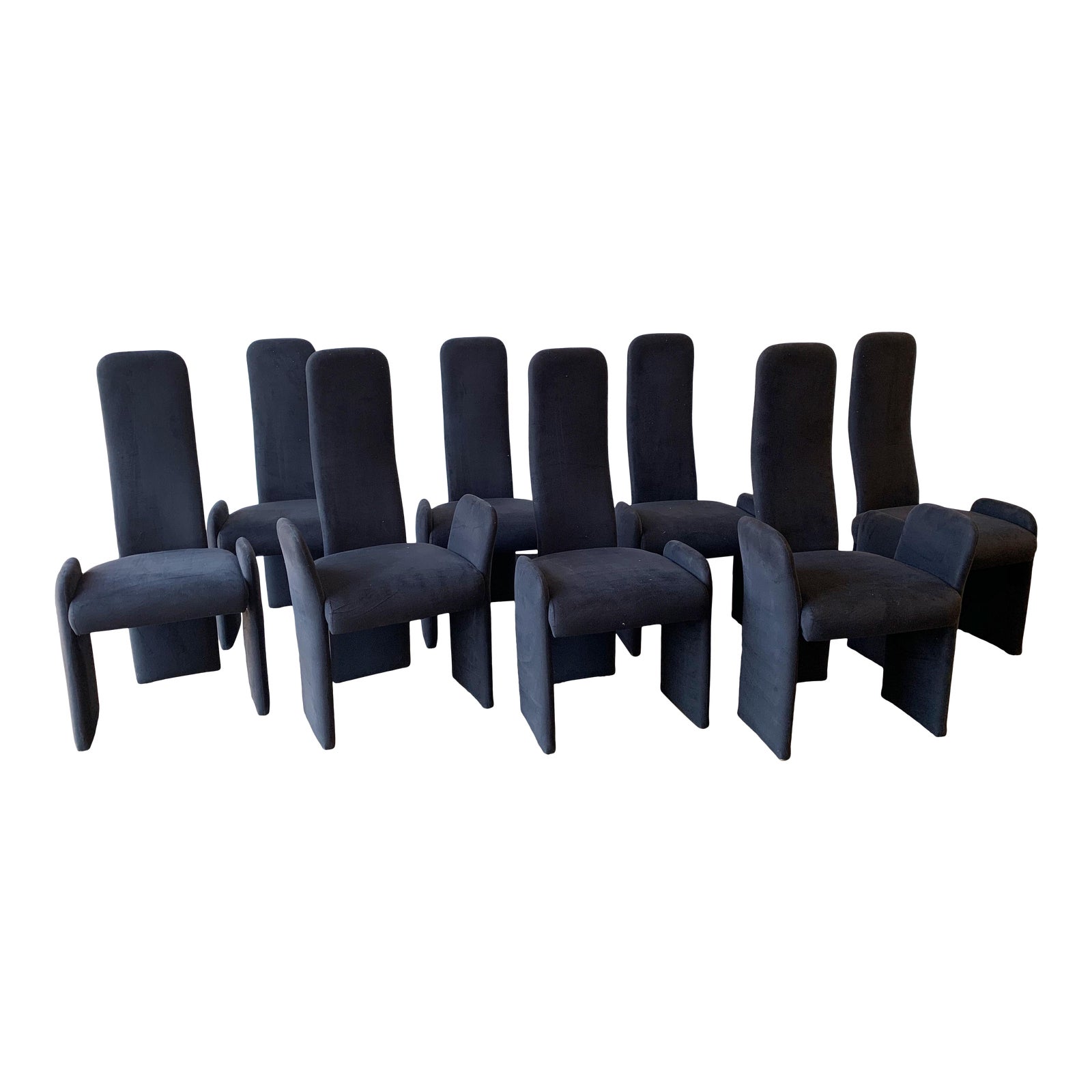 SaporitiStyle Black Ultra Suede Highback Dining Chairs Set of 8