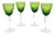 Green Cut-to-Clear Crystal Glasses with Ubique Geometric and Floral Etching, 1960s, Set of 4 For Sale