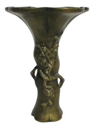 Antique Japanese Bronze Flower Vase Miniature