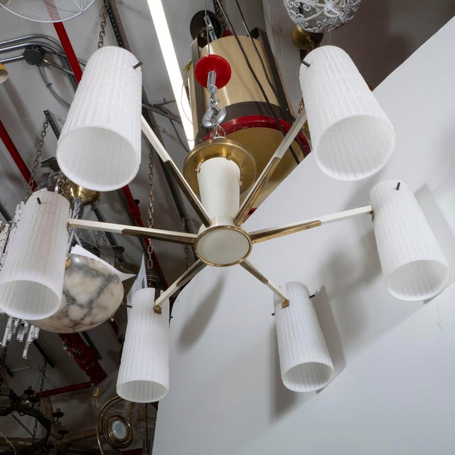 Stilnovo Sunburst chandelier in the style of Stilnovo For Sale - Image 4 of 10