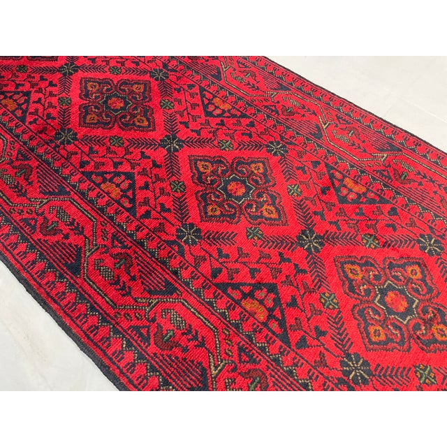 Extra-Long Red and Navy Tribal Medallion Runner Rug, 2'7" X 19'1" For Sale - Image 9 of 16