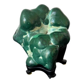 Malachite Rock on Display Stand as a Viewing Stone For Sale