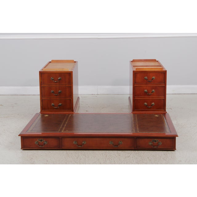 Reprodux Bevan Funnel Leather Top Yew Wood Desk For Sale - Image 17 of 18