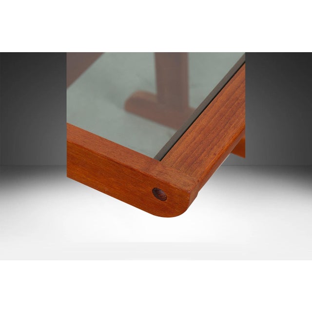 Wood 1970s Danish Mid Century Teak Glass Top Nesting Tables - Set of 3 For Sale - Image 7 of 11