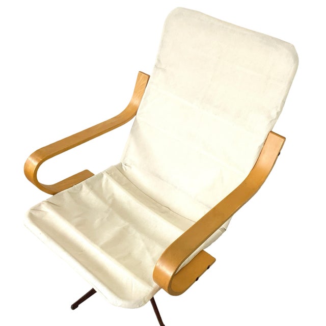 Mid-Century Style Tufted Upholstery and Bentwood Swivel Lounge Chair For Sale - Image 11 of 17