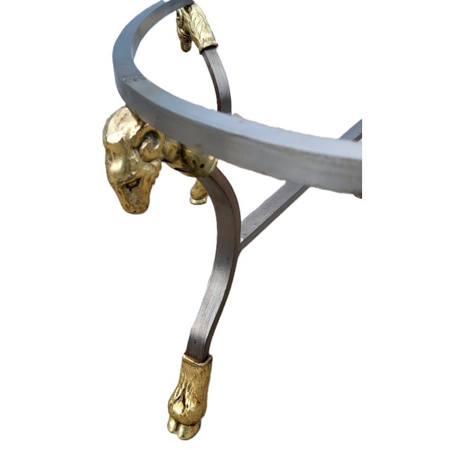 Vintage Italian 20th C Mid-Century Modern Steel & Brass Ram Head Coffee Table For Sale - Image 11 of 18