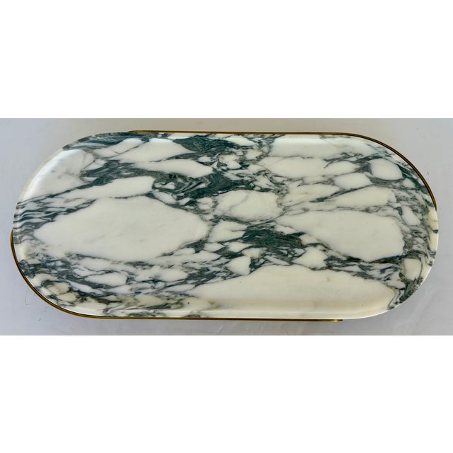 2020s Revelation Modern Brass and Arabescato Marble Lozenge Tray For Sale - Image 5 of 5