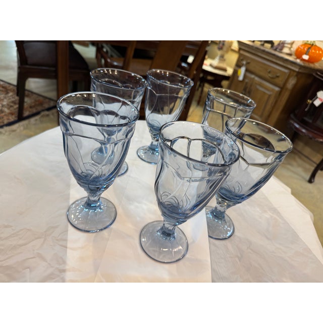 Vintage Noritake Sweet Swirl, Light Blue Sweet Tea Glasses - Set of 6 For Sale - Image 9 of 11