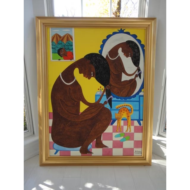 Seymour Bottex Original Haitian Folk Art Oil on Board Framed - 1980s For Sale In Cincinnati - Image 6 of 10